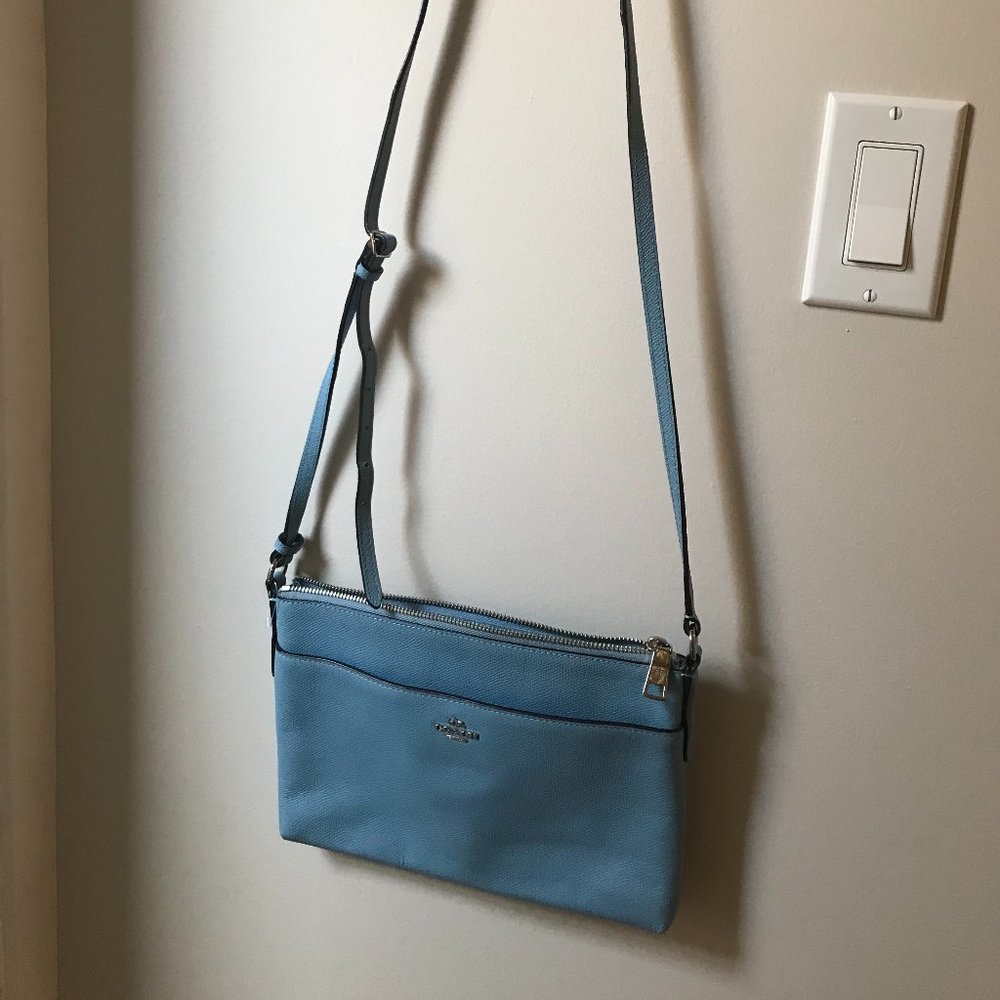 Blue Coach bag and clutch